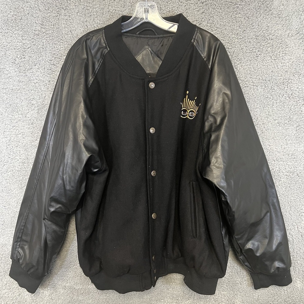 VTG Budweiser Bud‎ Racing Men's Graphic Faux Leather Letterman Wool Jacket Sz XL